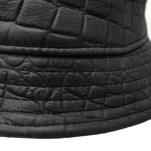 Kashani Black Embossed Alligator Lambskin Bucket Hat - Dudes Boutique