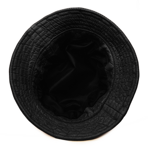 Kashani Black Embossed Alligator Lambskin Bucket Hat - Dudes Boutique