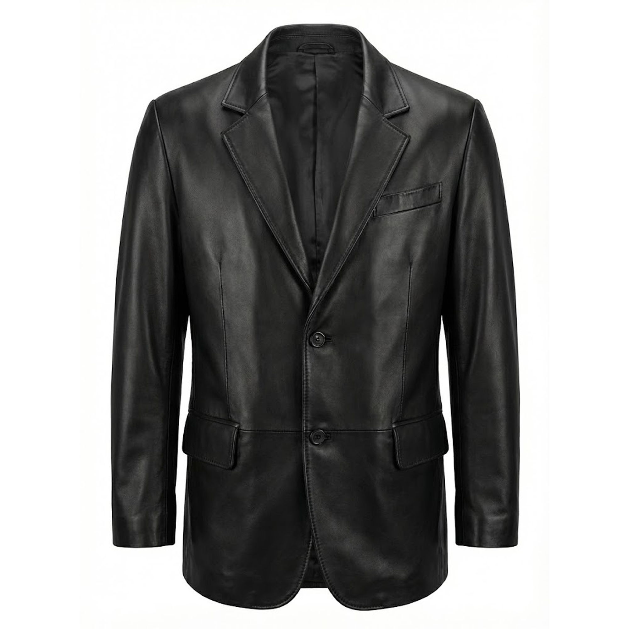 Kashani Black Hand Stitch Lambskin Leather Blazer