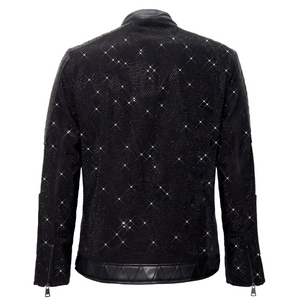 Midnight Spark PU Leather Moto Jacket BLACK/BLACK - Dudes Boutique