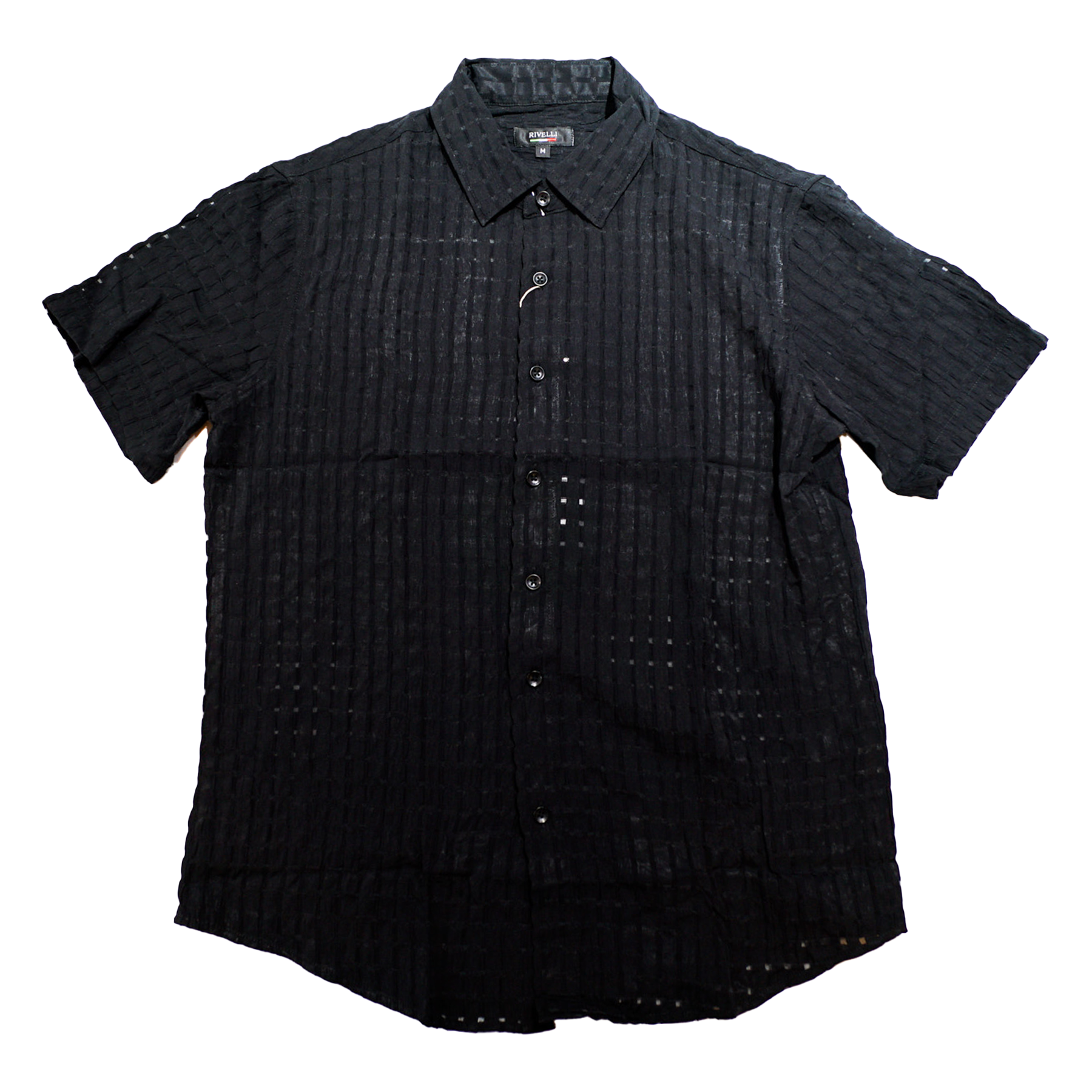 Rivelli Men's Black Textured Short Sleeve Shirt