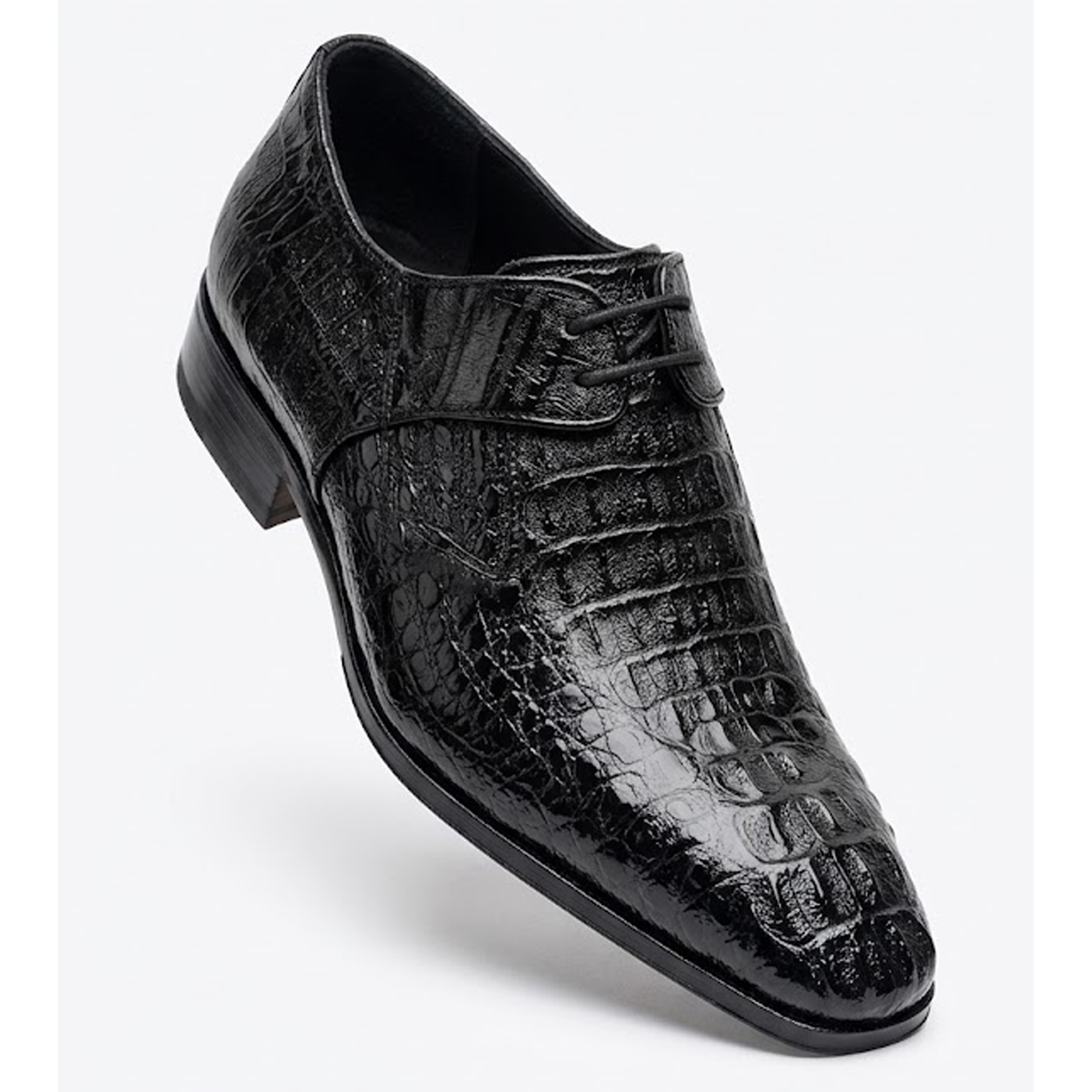 Lombardy Black Caiman Crocodile Hornback Dress Shoes