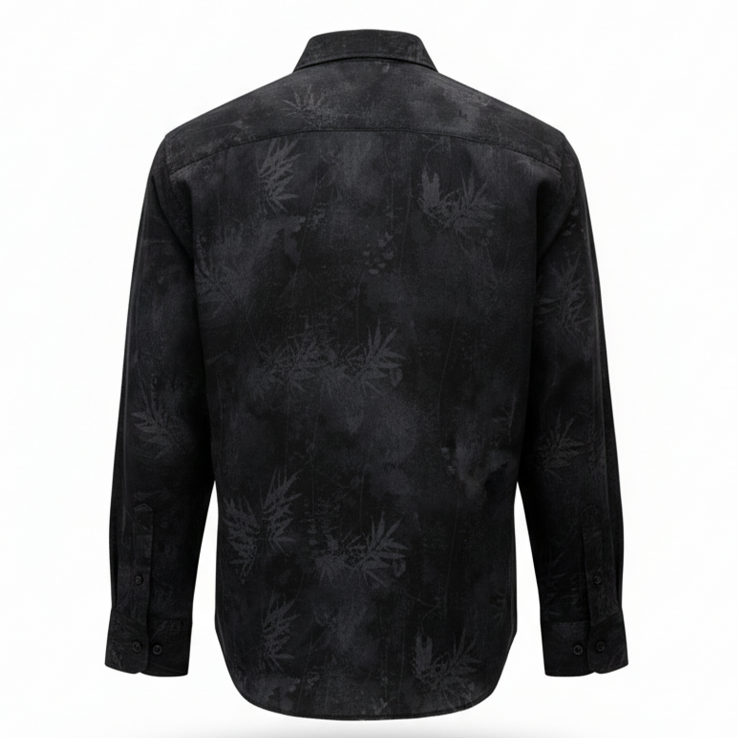 Bespoke Black Abstract Botanical Wash Button Up Shirt