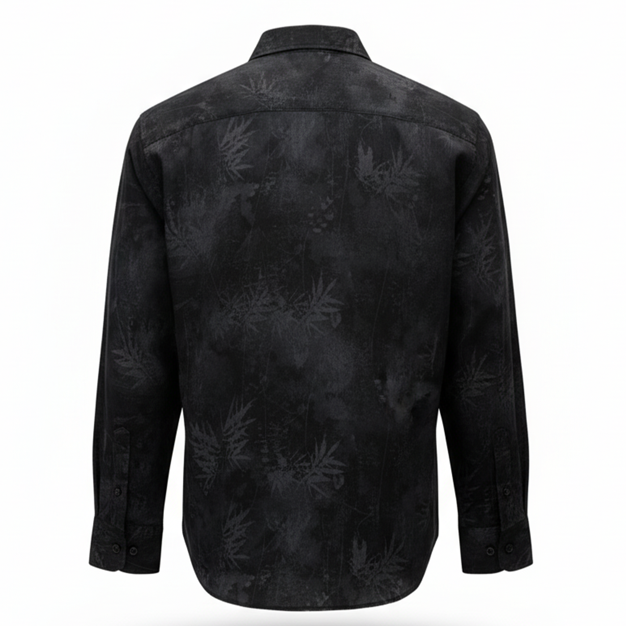 Bespoke Black Abstract Botanical Wash Button Up Shirt
