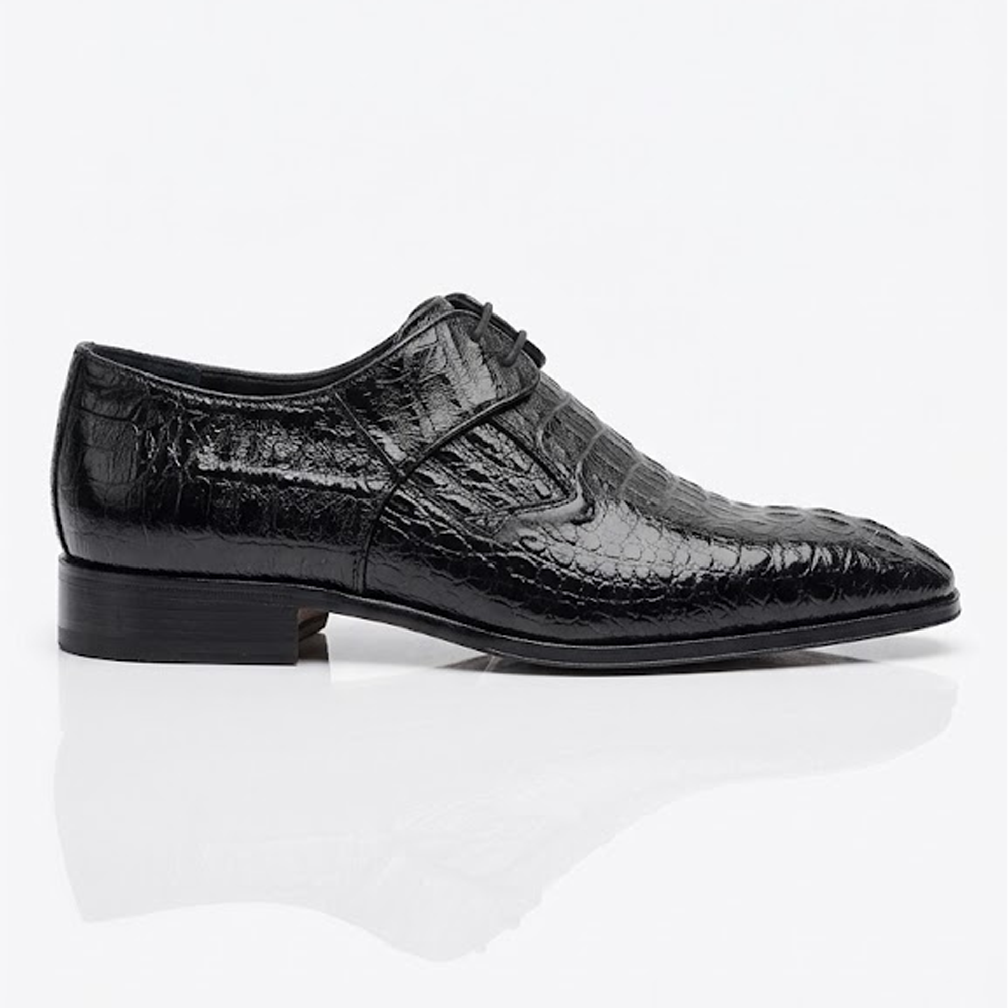 Lombardy Black Caiman Crocodile Hornback Dress Shoes