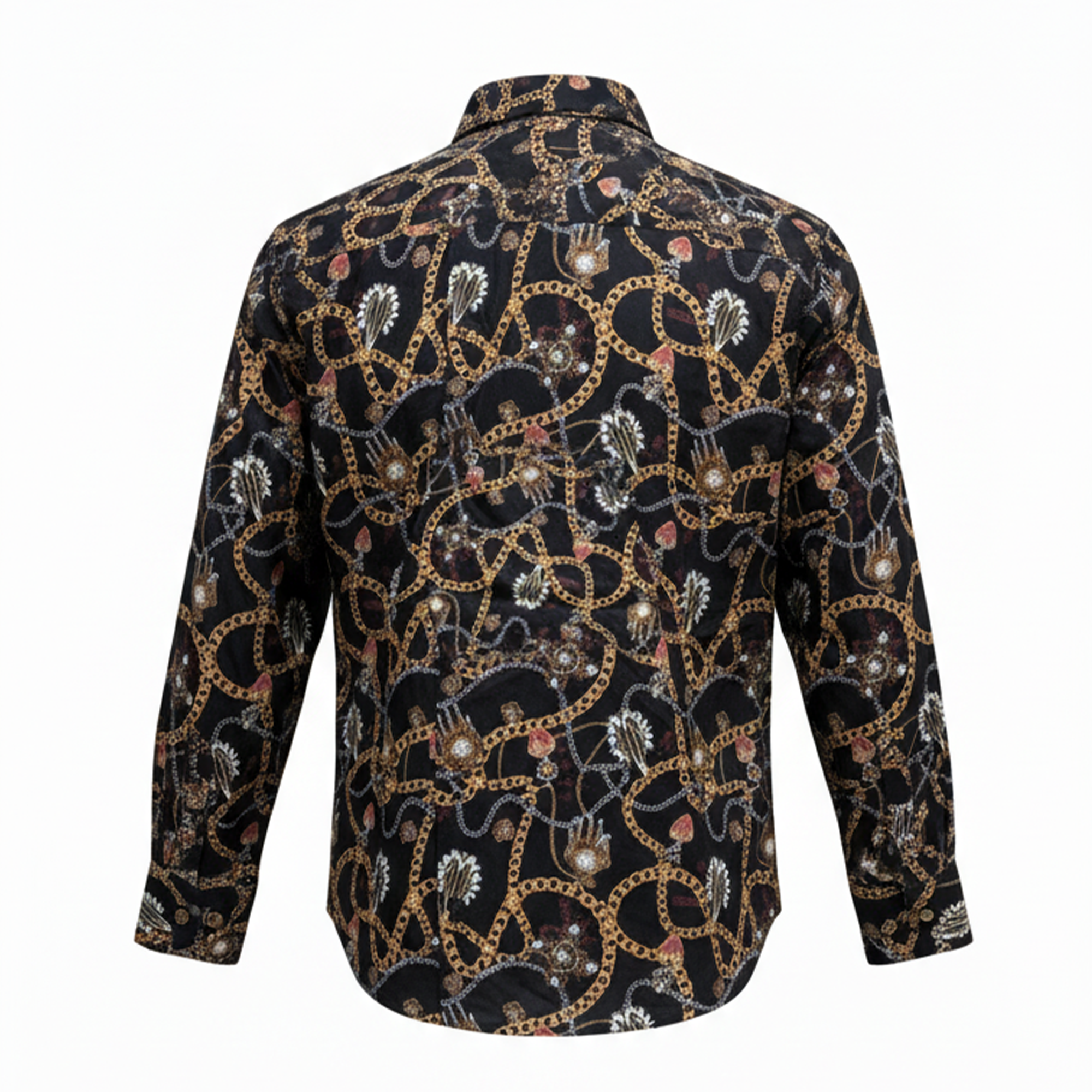 Bespoke Baroque Chain Print Button Up Shirt