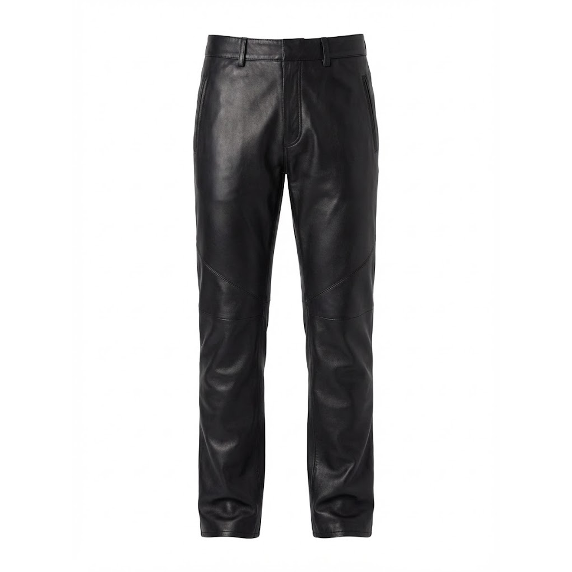 Kashani Black Hand Stitch Lambskin Leather Dress Pants