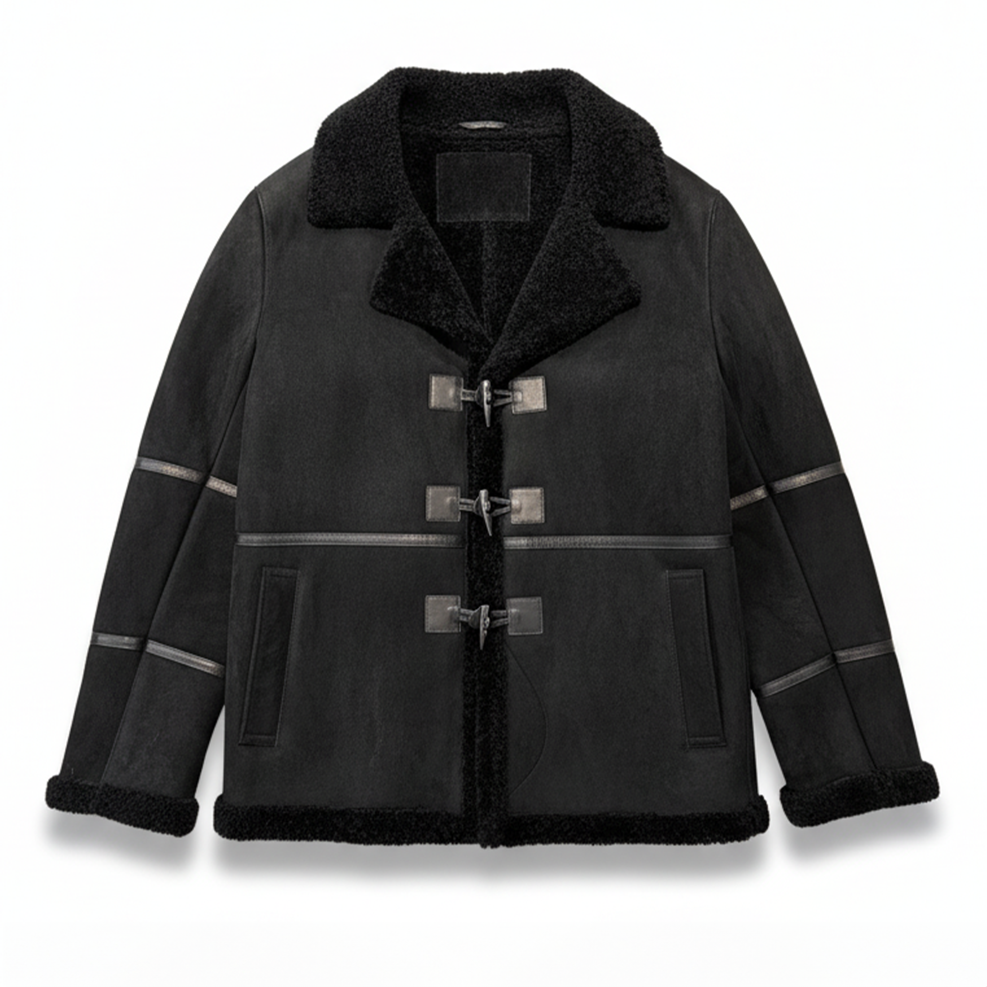 Kashani Black Shearling Toggle Coat