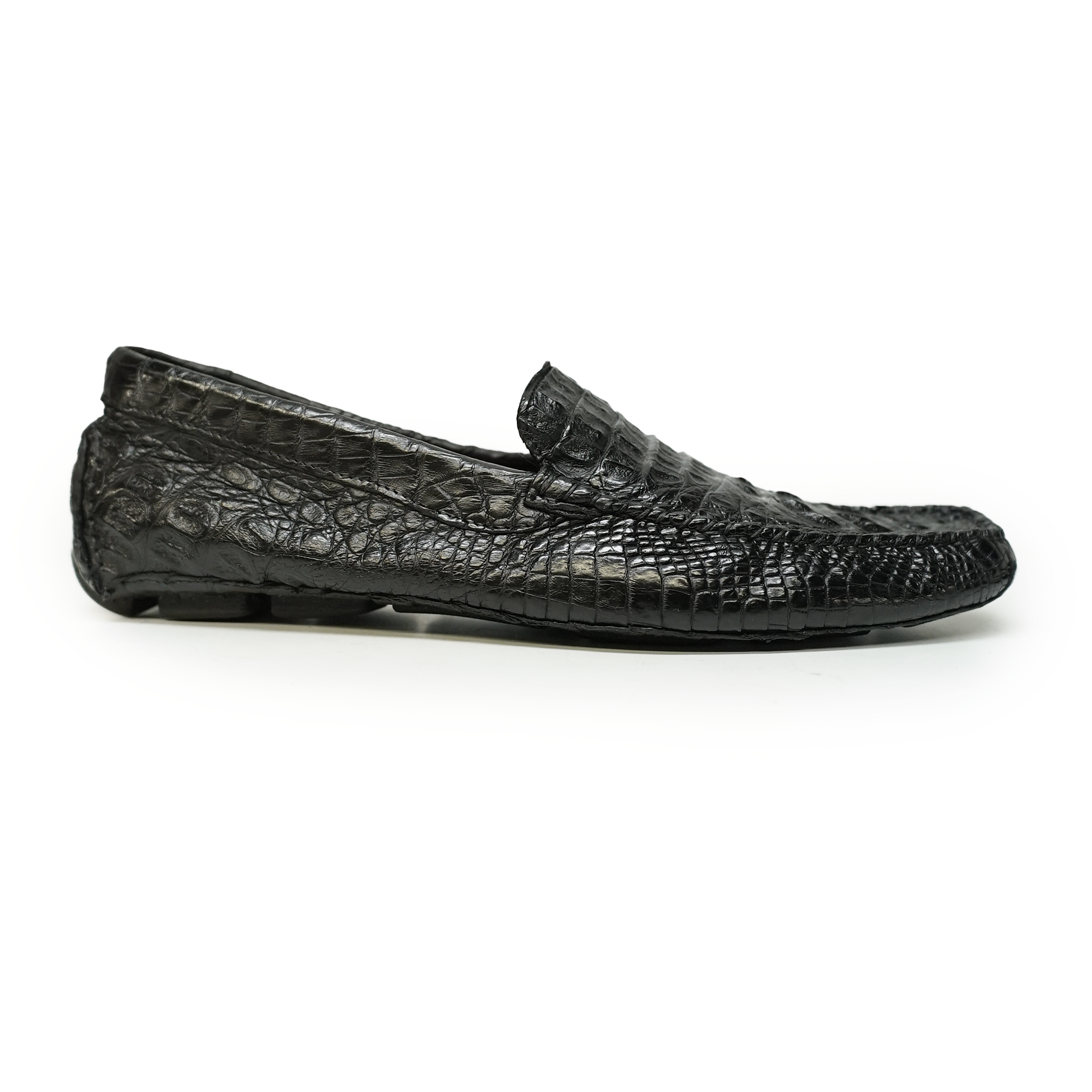 Calzoleria Toscana Black Hornback Crocodile Loafers - Dudes Boutique