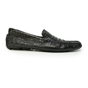 Calzoleria Toscana Black Hornback Crocodile Loafers - Dudes Boutique