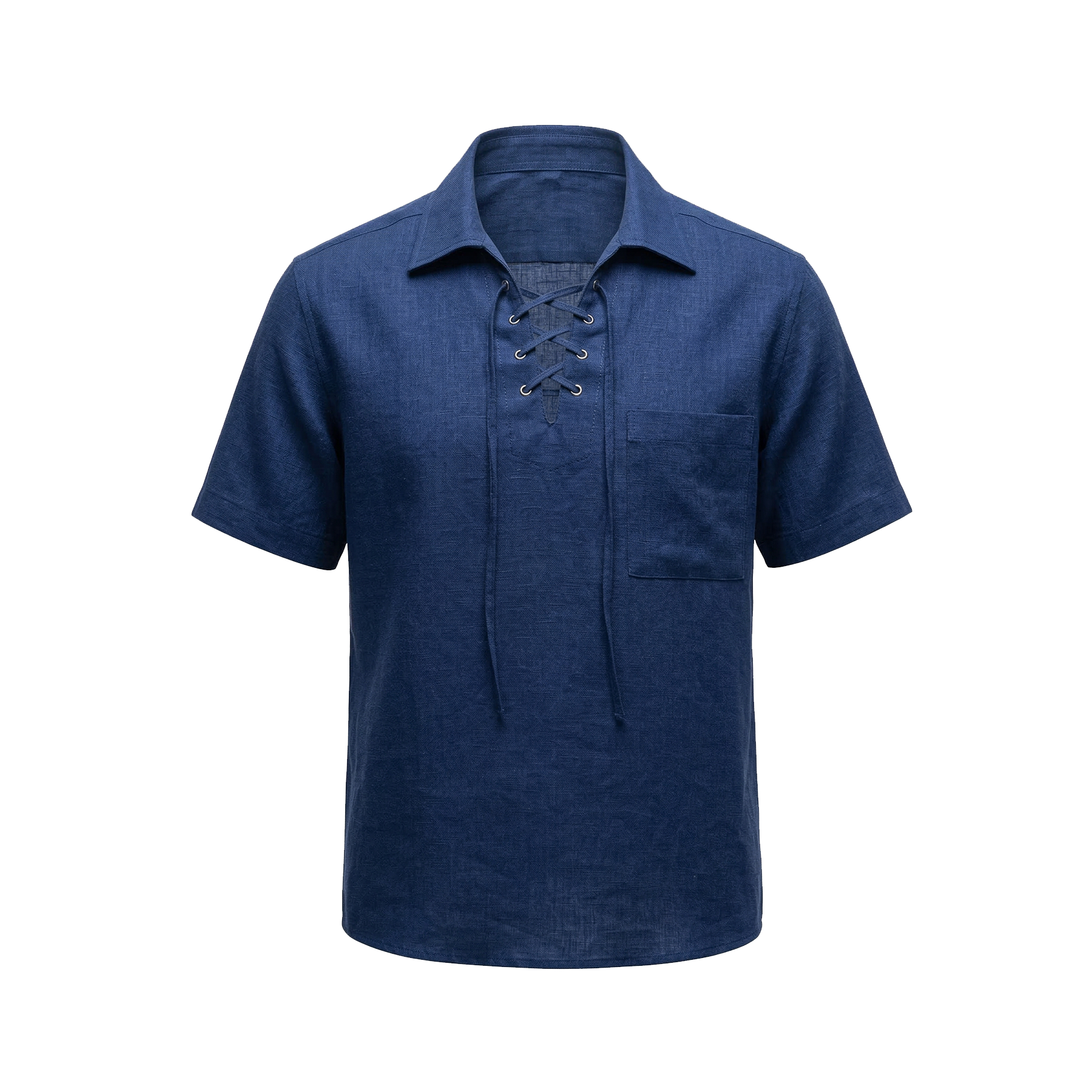 Inserch Navy Linen Lace-Up Shirt