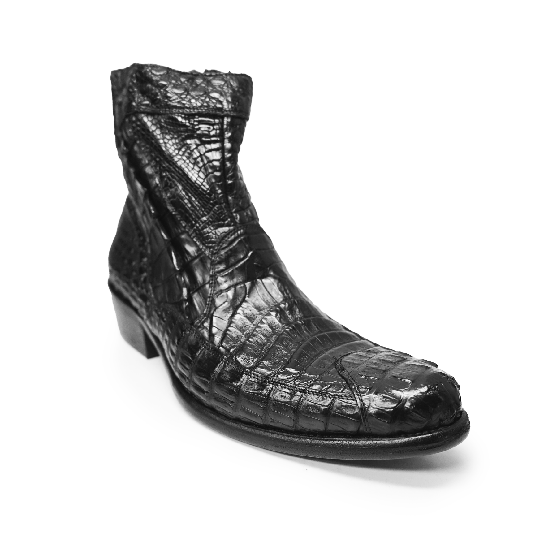 Calzoleria Toscana Black Full Hornback Alligator Ankle Boots - Dudes Boutique