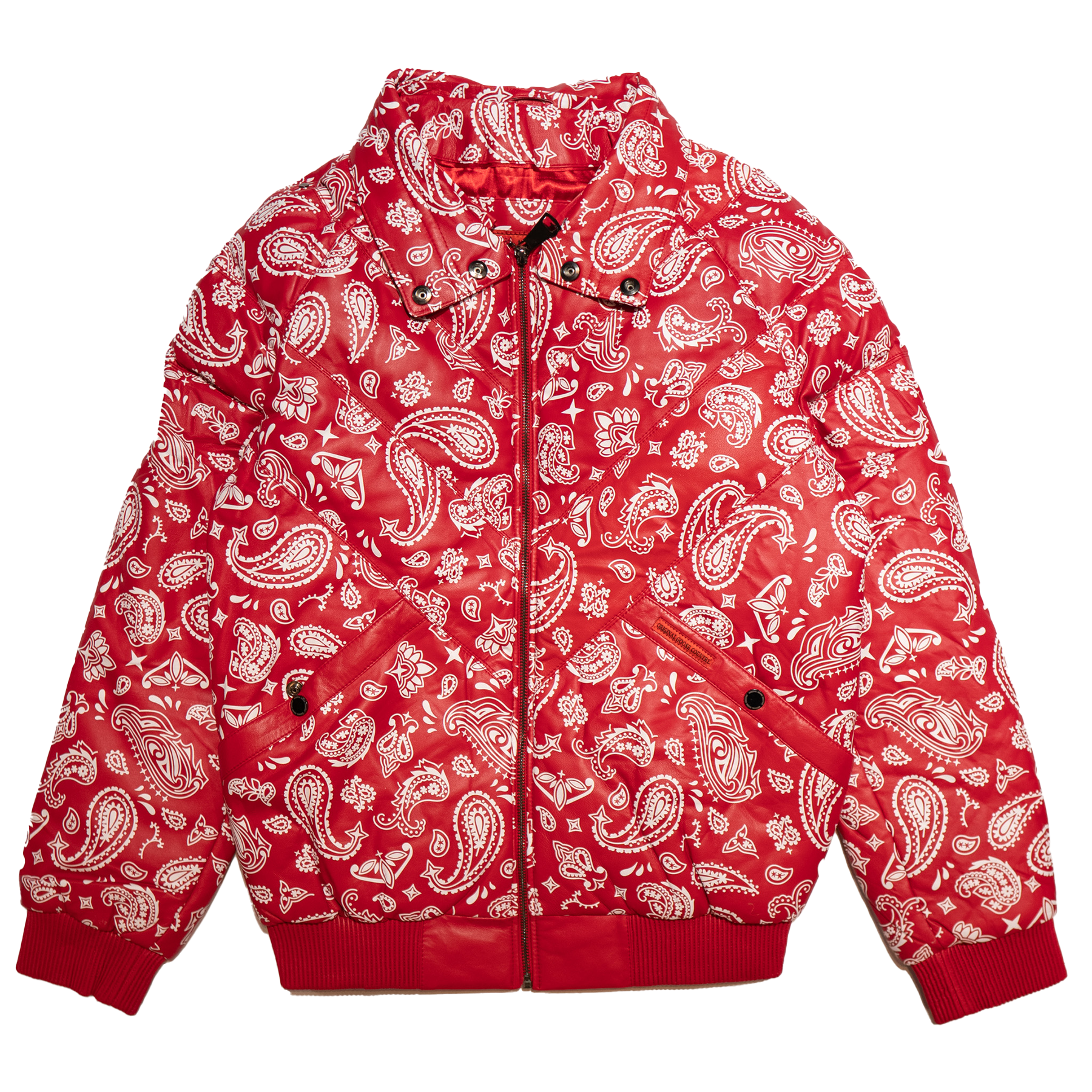 Goose Country Red Paisley Bomber Jacket with Fox Fur Collar - Dudes Boutique