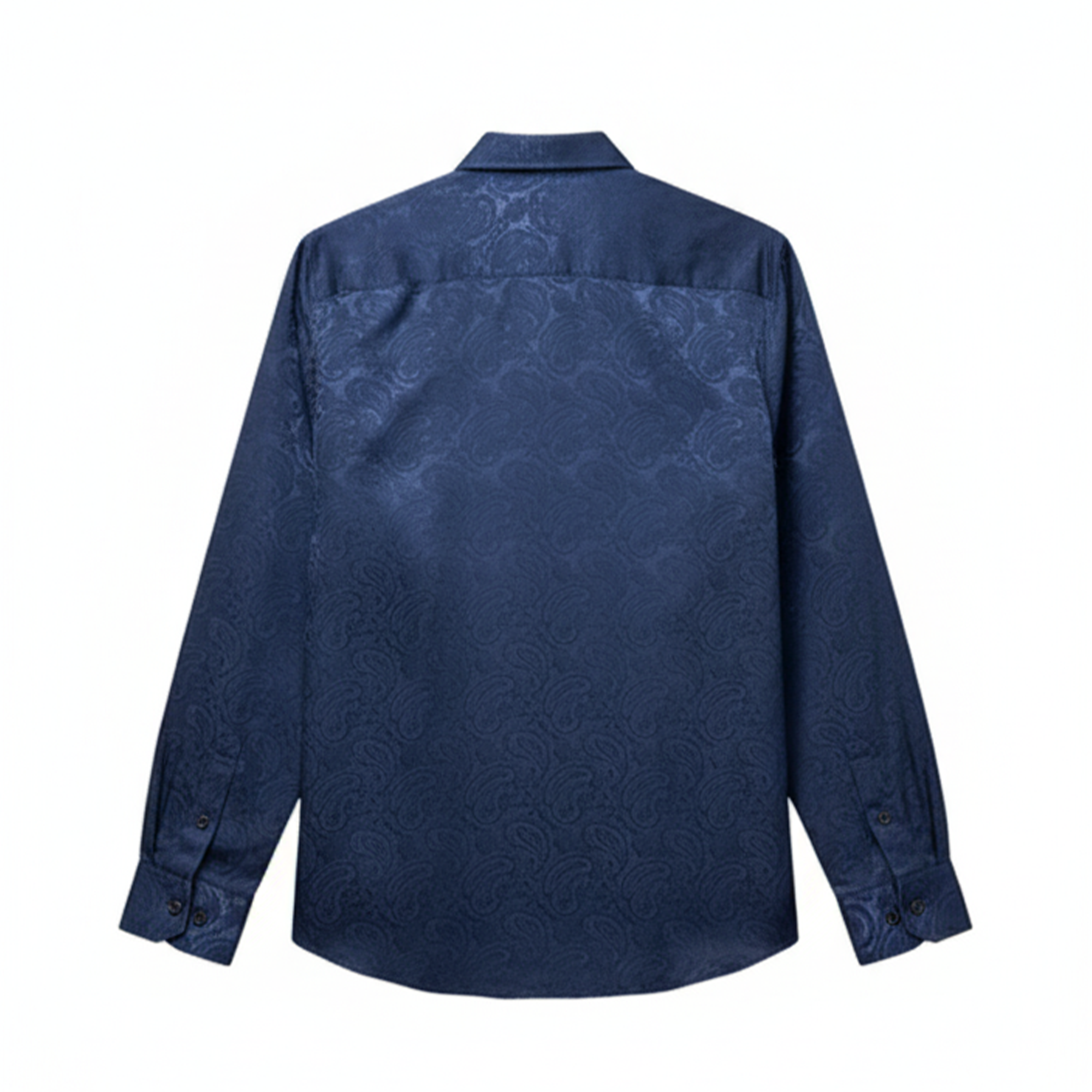 Bespoke Navy Blue Paisley Button Up Shirt