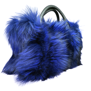 Volare Ladies Blue Fox Fur Handbag - Dudes Boutique