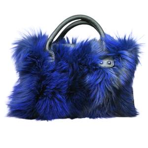 Volare Ladies Blue Fox Fur Handbag - Dudes Boutique