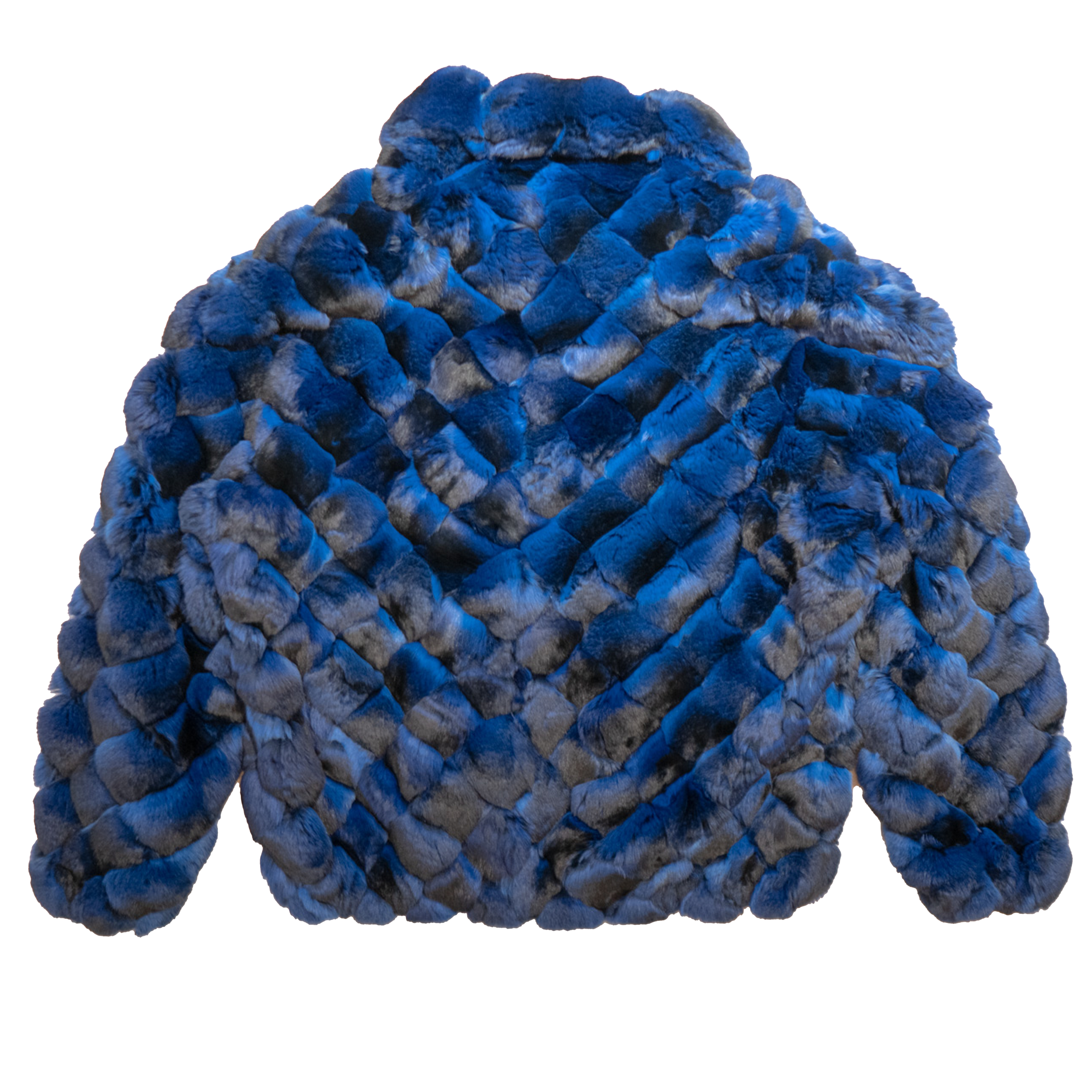 Kashani Men's Blue Black Diamond Cut Full Chinchilla Coat - Dudes Boutique