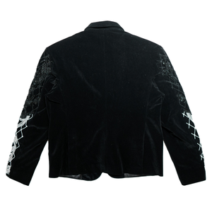 Kashani Black Velvet Embroidered Hyper Crystal Blazer - Dudes Boutique