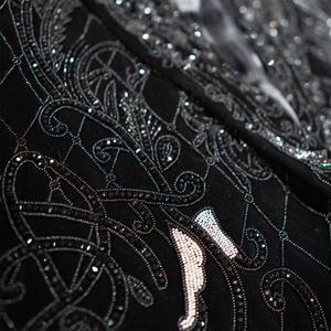 Kashani Black Velvet Embroidered Hyper Crystal Blazer - Dudes Boutique