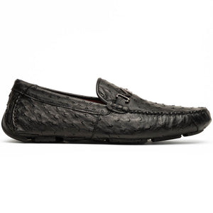 Marco Di Milano Bolonia Black Ostrich Quill Bit Loafers - Dudes Boutique