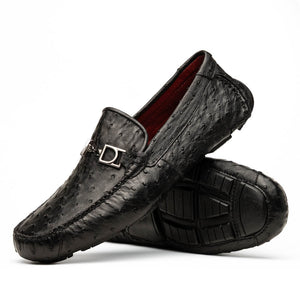 Marco Di Milano Bolonia Black Ostrich Quill Bit Loafers - Dudes Boutique