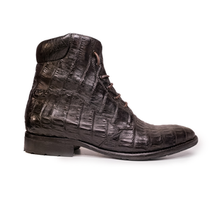 Calzoleria Toscana Dark Brown Alligator Lace Up Ankle Boots - Dudes Boutique