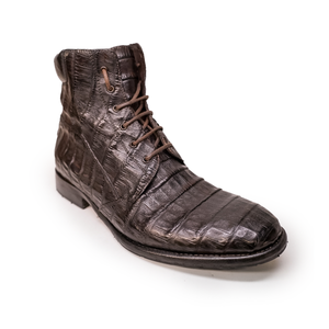 Calzoleria Toscana Dark Brown Alligator Lace Up Ankle Boots - Dudes Boutique