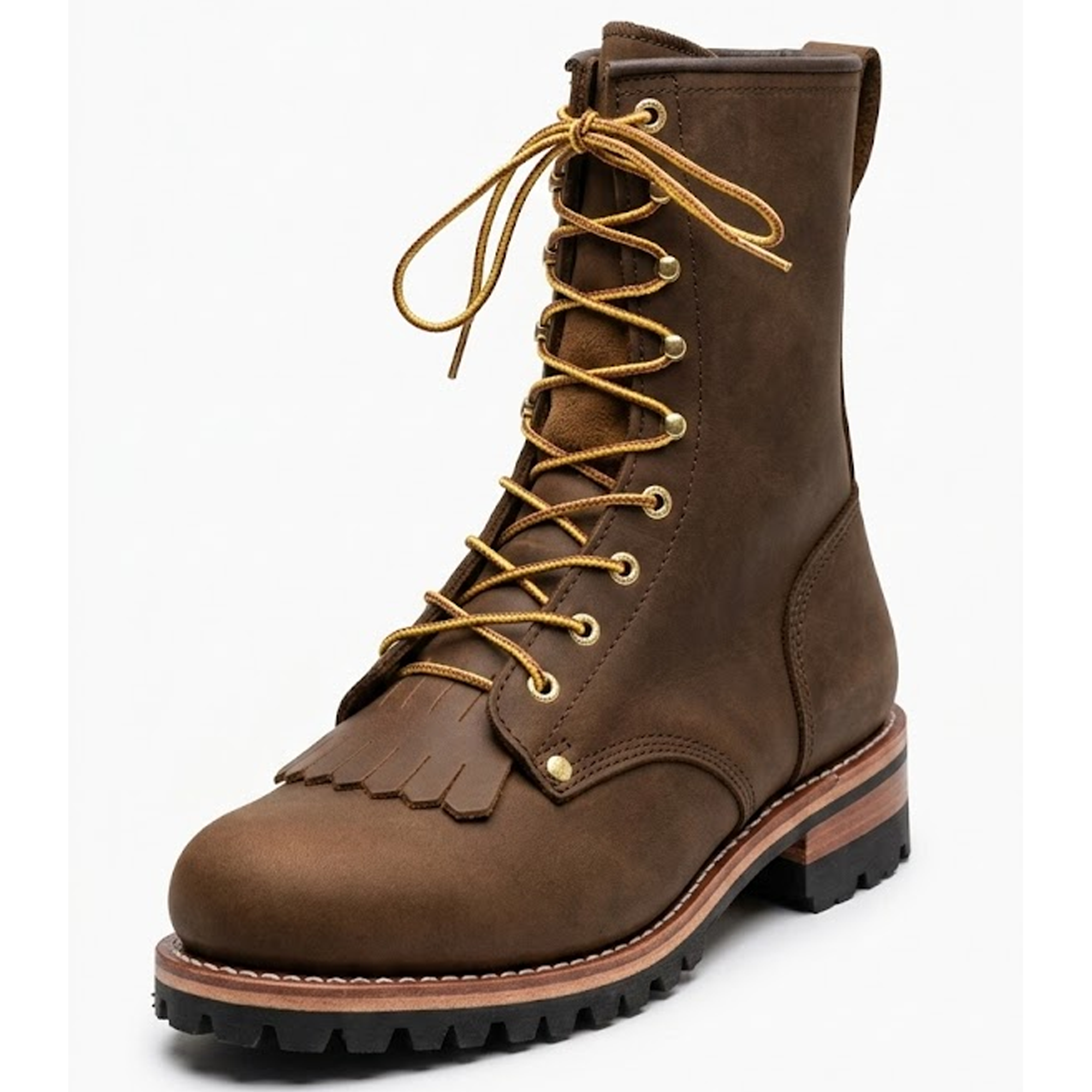 Zanco Men's Brown Plain Toe Logger Boots