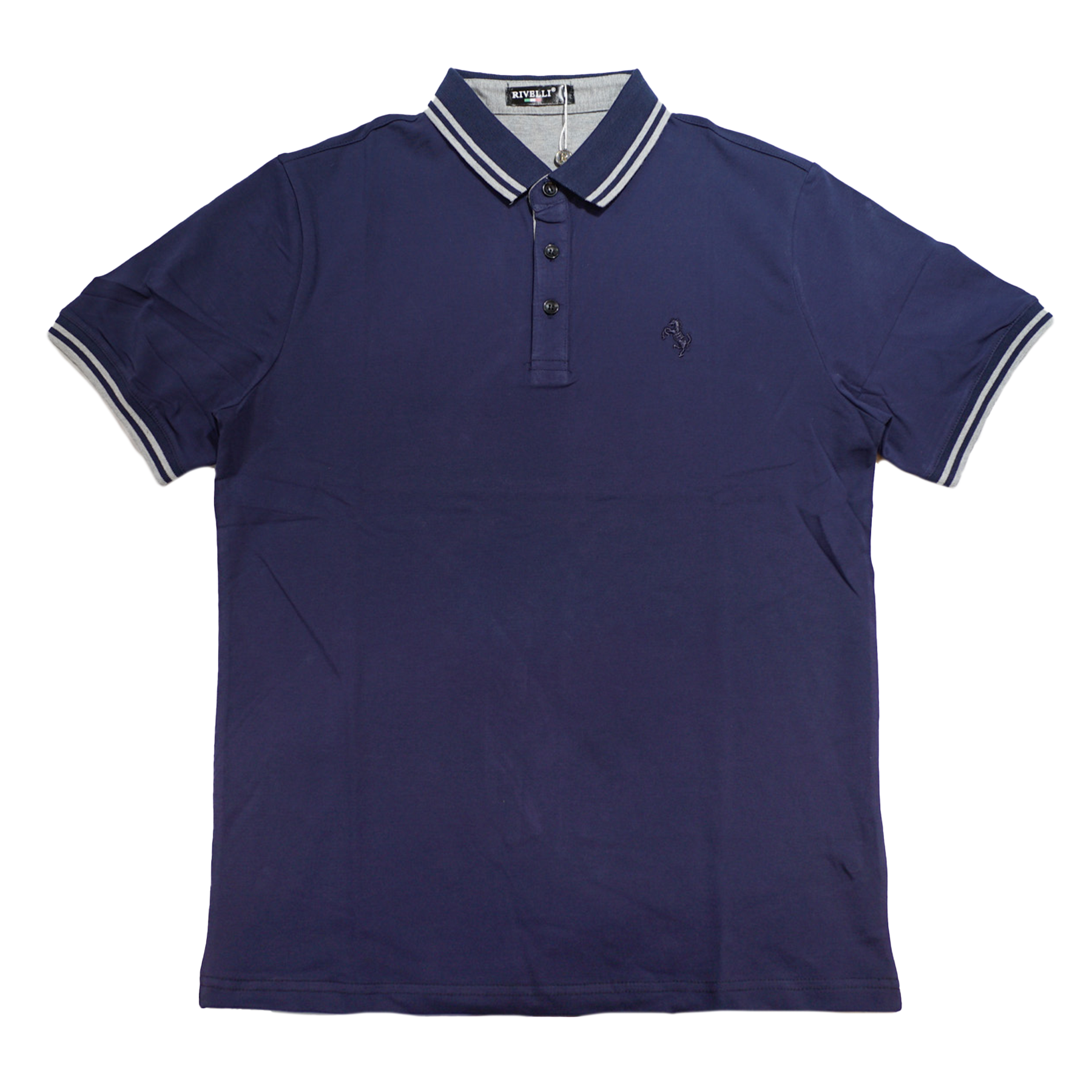 Rivelli Men's Navy Piqué Polo Shirt with Contrast Trim