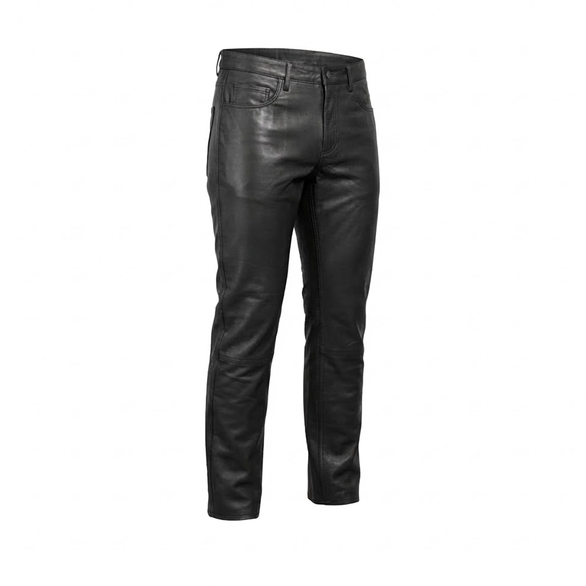 Kashani Men's Black Lambskin Straight Cut Leather Pants
