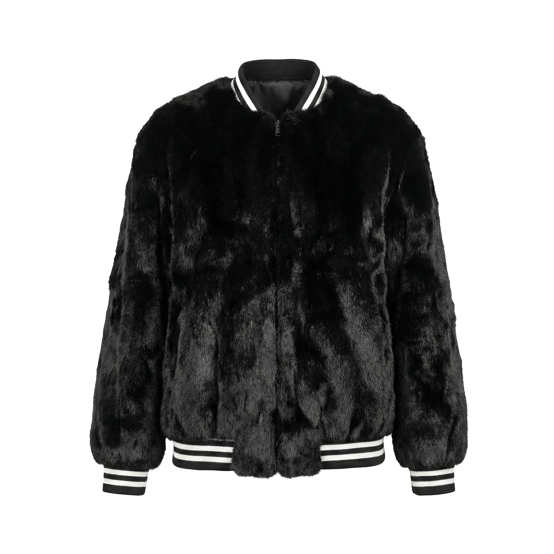 Kashani Men's Black Rabbit Baseball Jacket