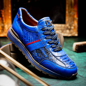 Marco Di Milano Brescia Electric Blue Python & Calfskin Sneakers - Dudes Boutique