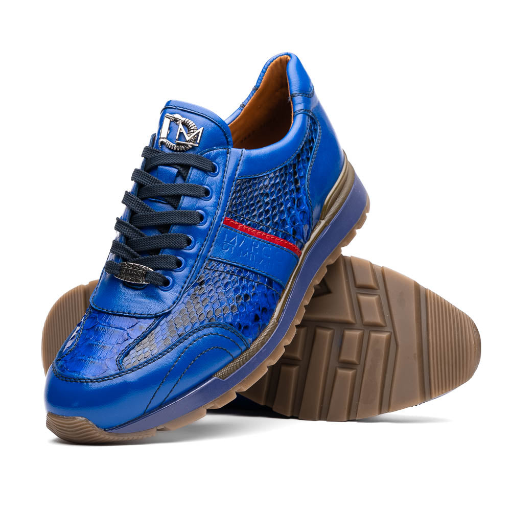 Marco Di Milano Brescia Electric Blue Python & Calfskin Sneakers
