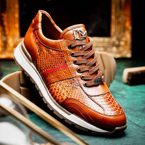 Marco Di Milano Brescia Honey Python & Calfskin Sneakers - Dudes Boutique