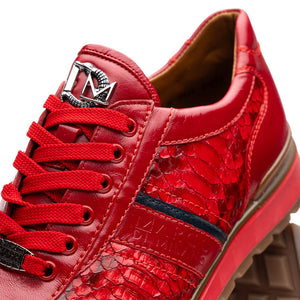 Marco Di Milano Brescia Red Python & Calfskin Sneakers - Dudes Boutique