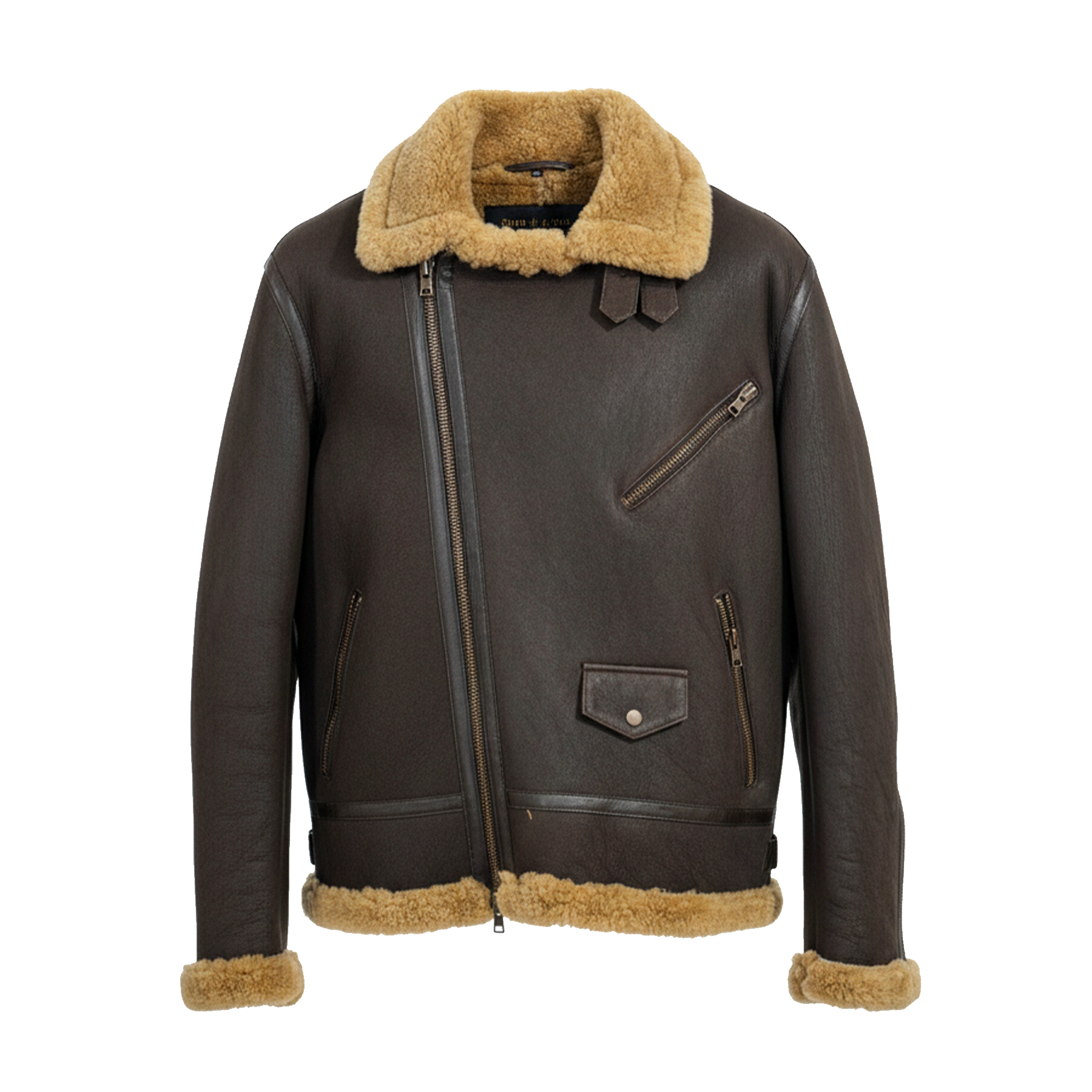 Kashani Chocolate Brown Biker Shearling Coat