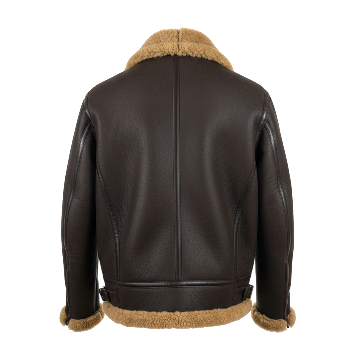 Kashani Chocolate Brown Biker Shearling Coat