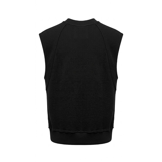 Voyage Studio Men's Black Sleeveless Waffle Knit Crewneck