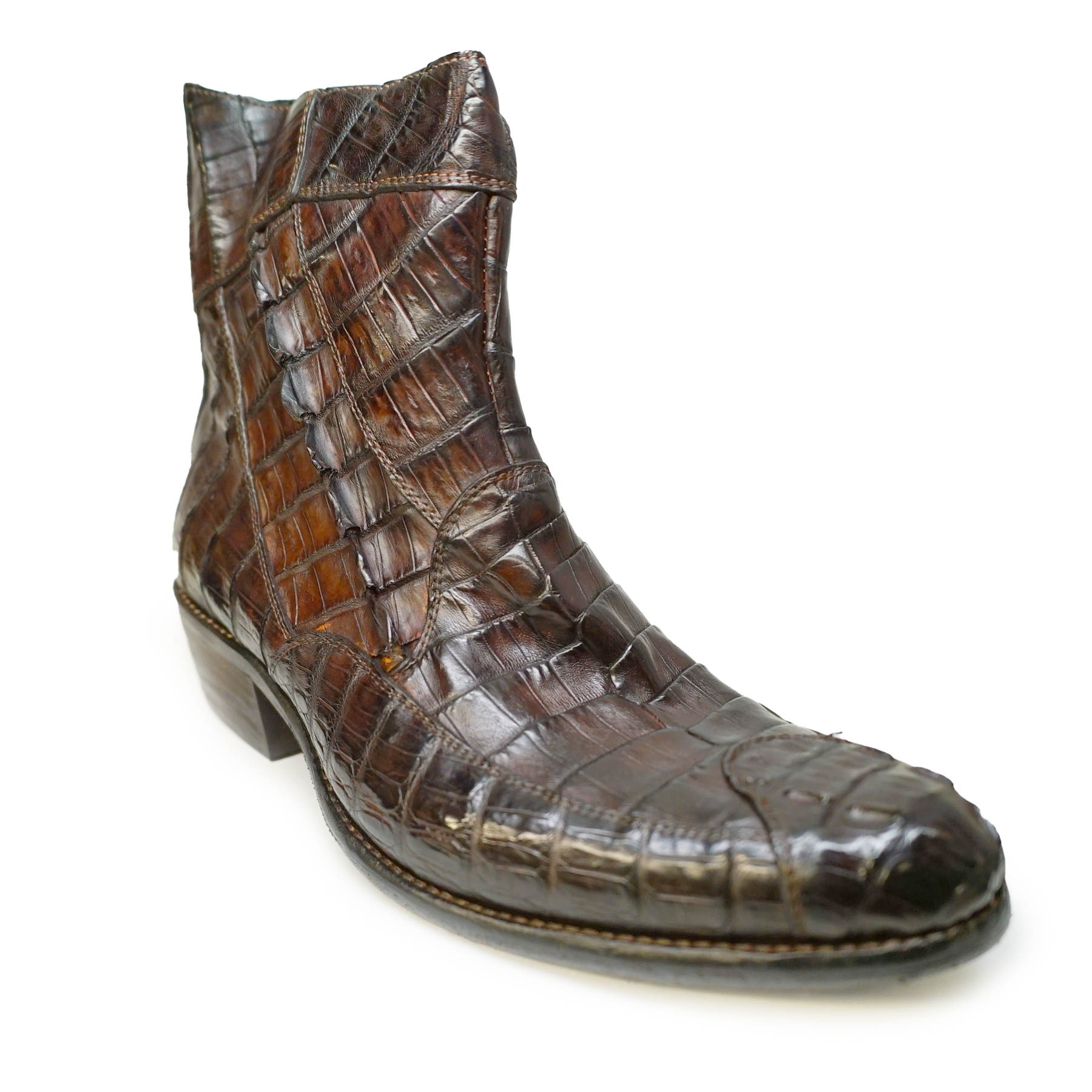 Calzoleria Toscana Brown Horn-back Crocodile Ankle Boots - Dudes Boutique
