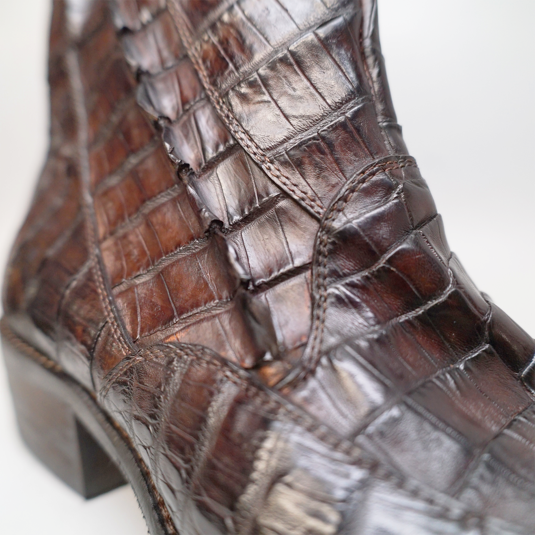 Calzoleria Toscana Brown Horn-back Crocodile Ankle Boots - Dudes Boutique