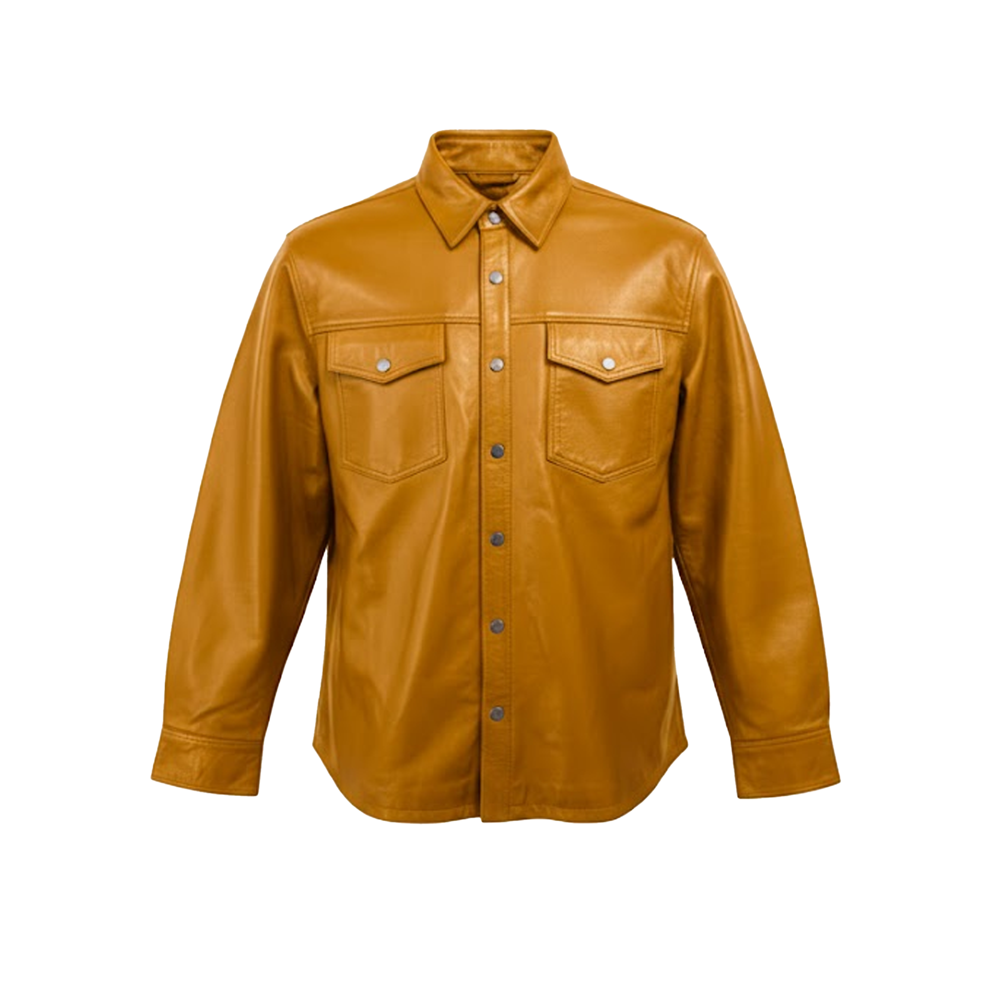 Kashani Men's Caramel Lambskin Button-Up Shirt