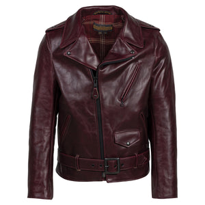 Schott P613S Men's Perfecto Steerhide Motorcycle Jacket - Burgundy - Dudes Boutique