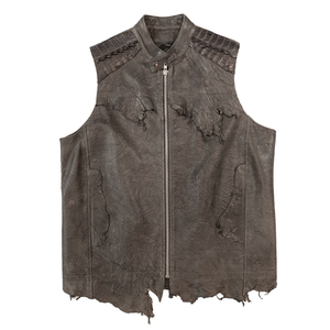 Kashani Raw Cut Distressed Lambskin Crocodile Tail Vest - Dudes Boutique