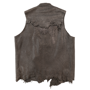 Kashani Raw Cut Distressed Lambskin Crocodile Tail Vest - Dudes Boutique