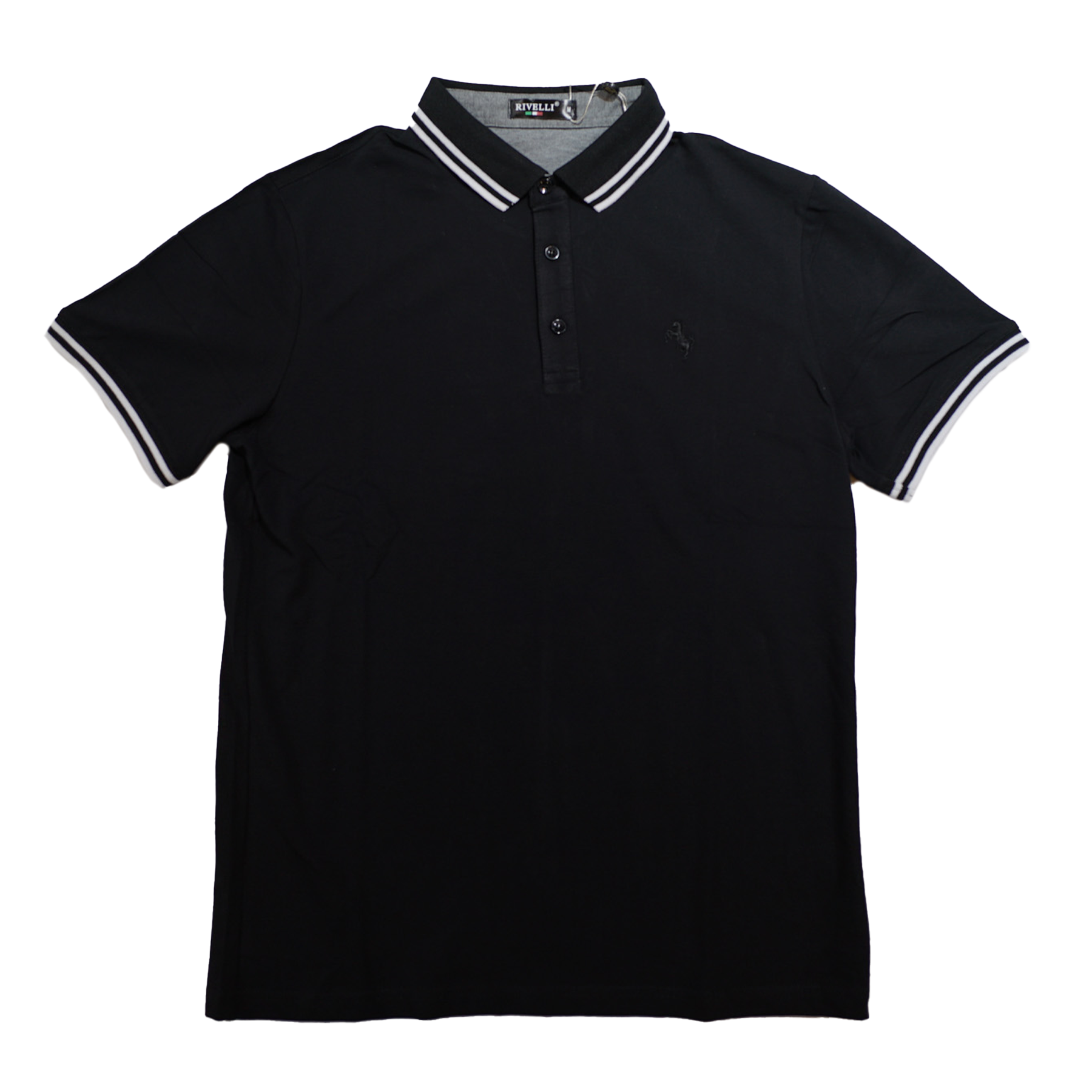 Rivelli Men's Black Piqué Polo Shirt with Contrast Trim