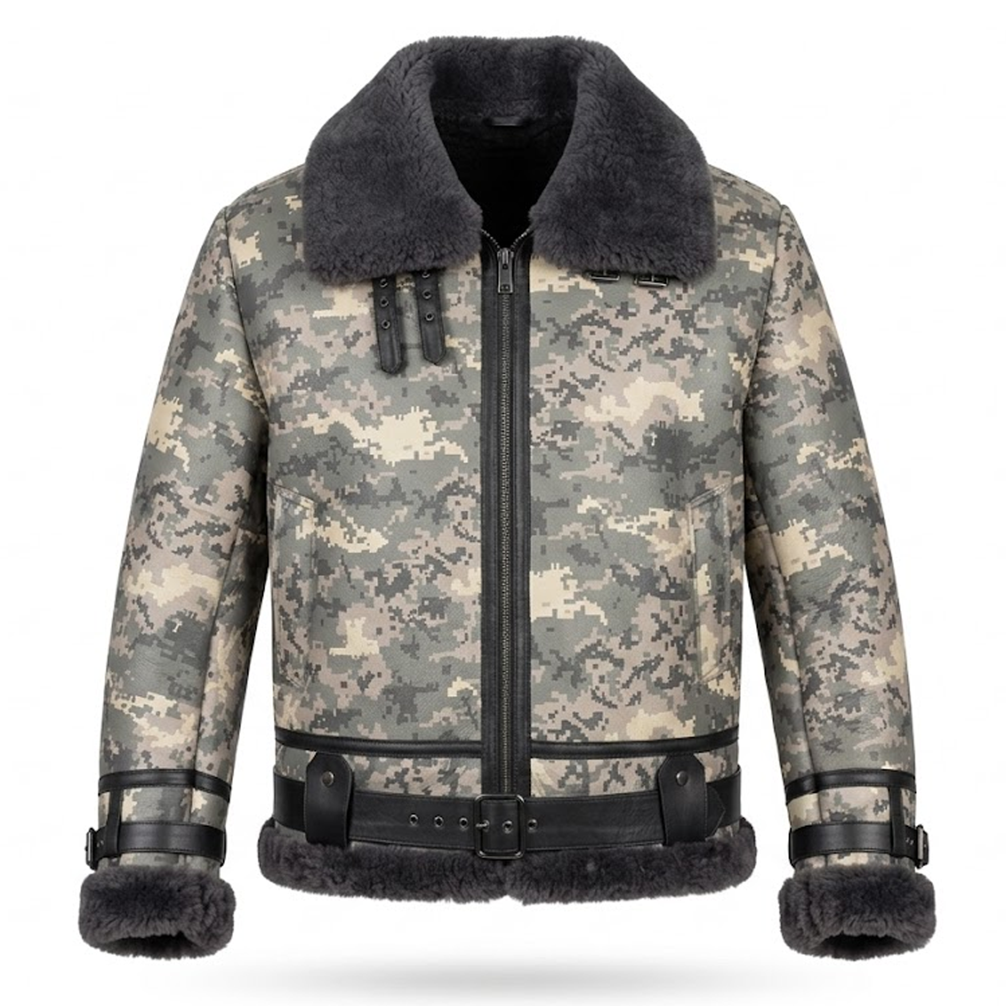 Kashani Digital Camo Shearling Bomber Jacket