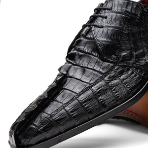 Marco Di Milano Cancun Black Caiman Crocodile Tail Dress Shoes - Dudes Boutique