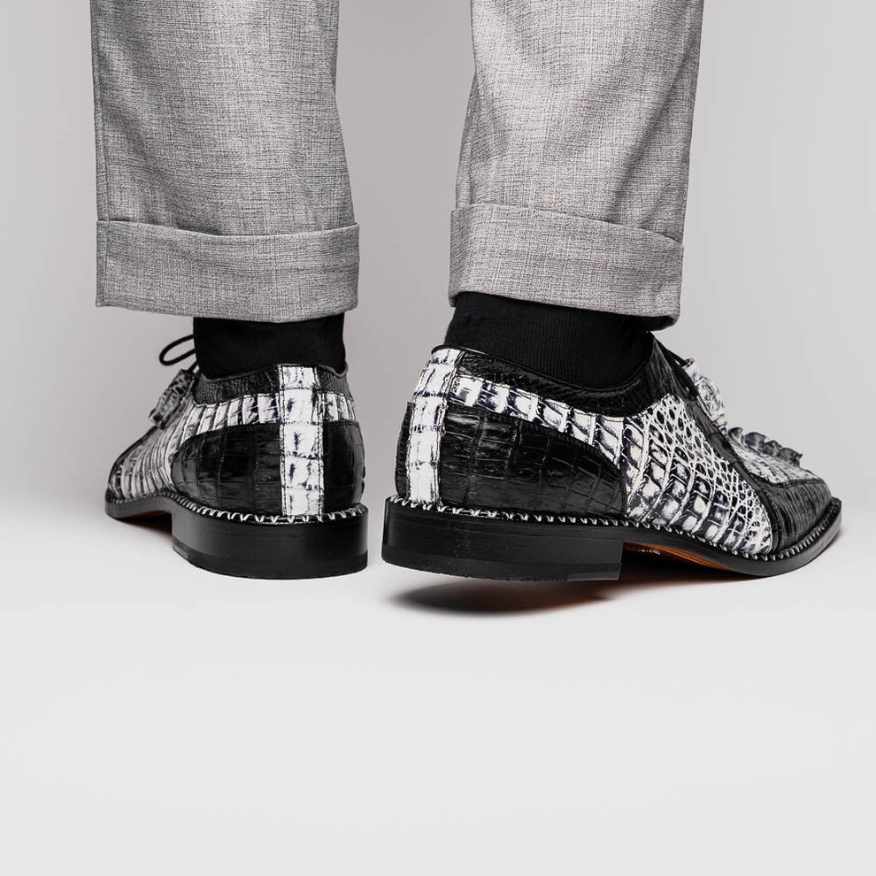 Marco Di Milano Caribe Black Caiman Crocodile Tail Dress Shoes - Dudes Boutique