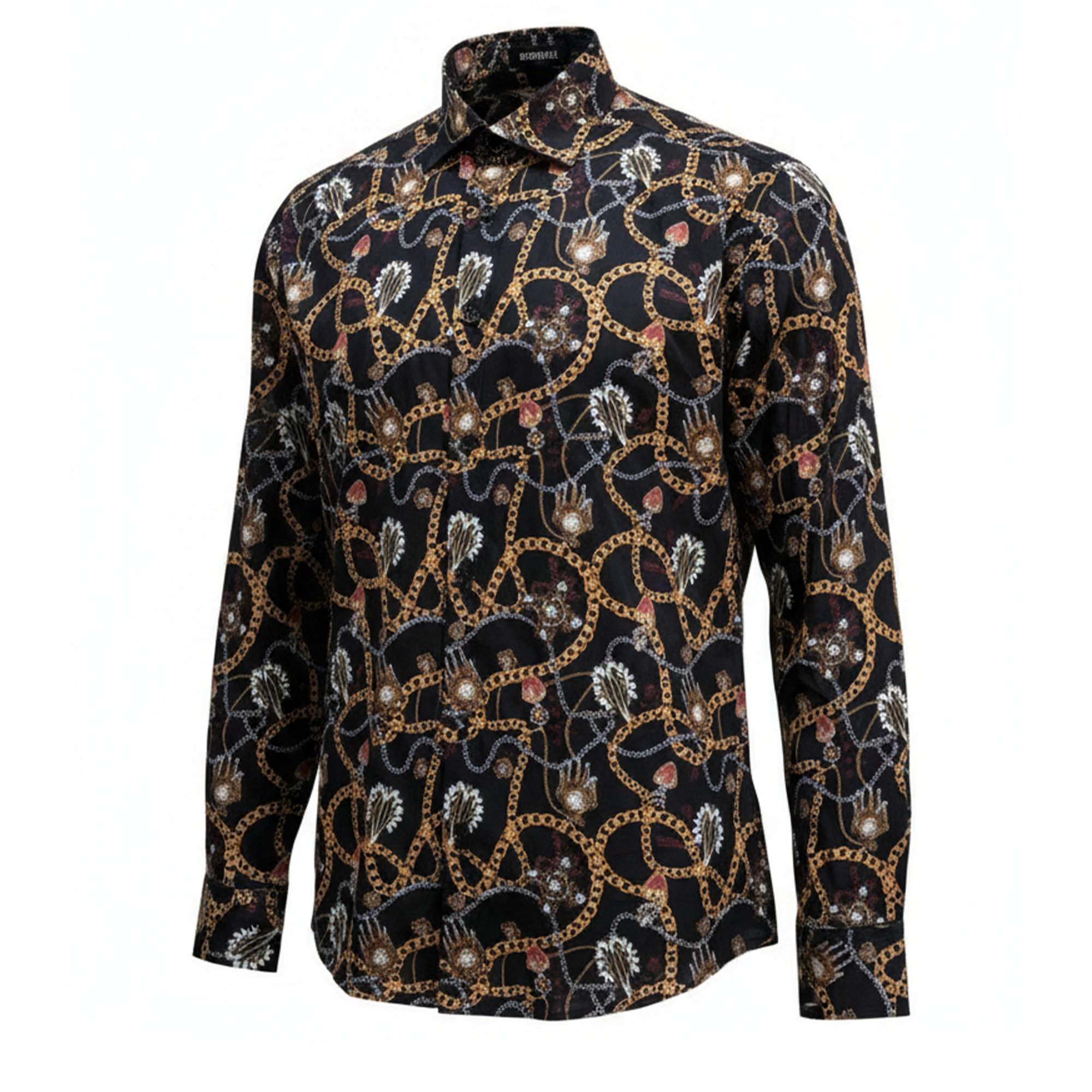 Bespoke Baroque Chain Print Button Up Shirt