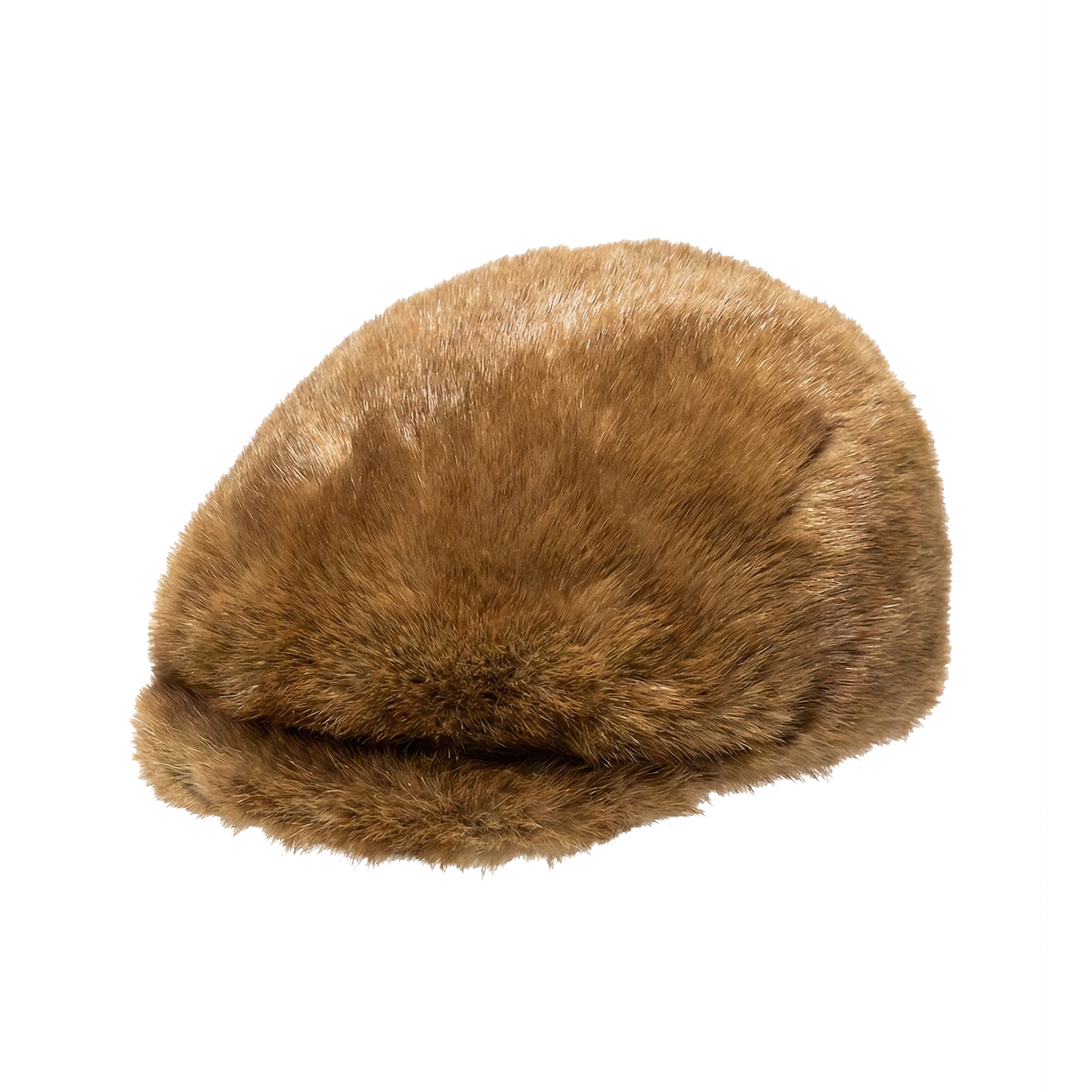 Kashani Cognac Full Mink Herringbone Cap